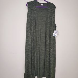 LuLaRoe Joy Long Vest Heather Dark Green XL